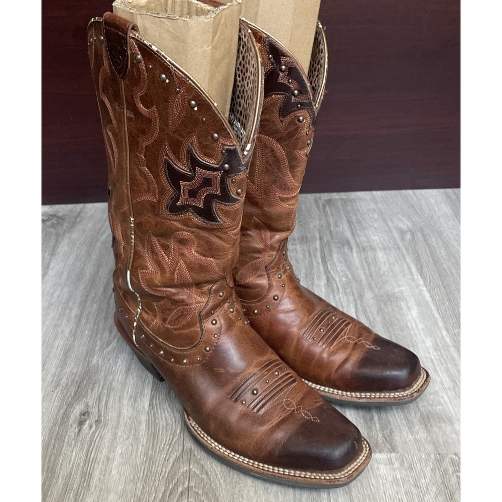 Ariat Women's Brown Leather Boots Size 7.5 B Western Cowgirl Rodeo